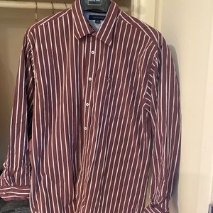 Tommy Hilfiger maroonish brown stripe button down shirt